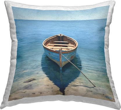 Docked Rowboat on Shore, 18 x 18