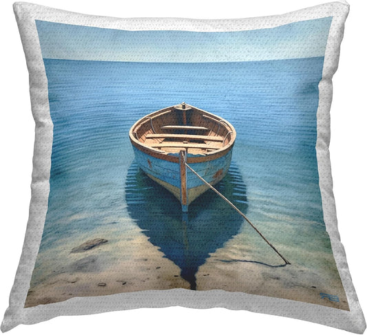 Docked Rowboat on Shore, 18 x 18
