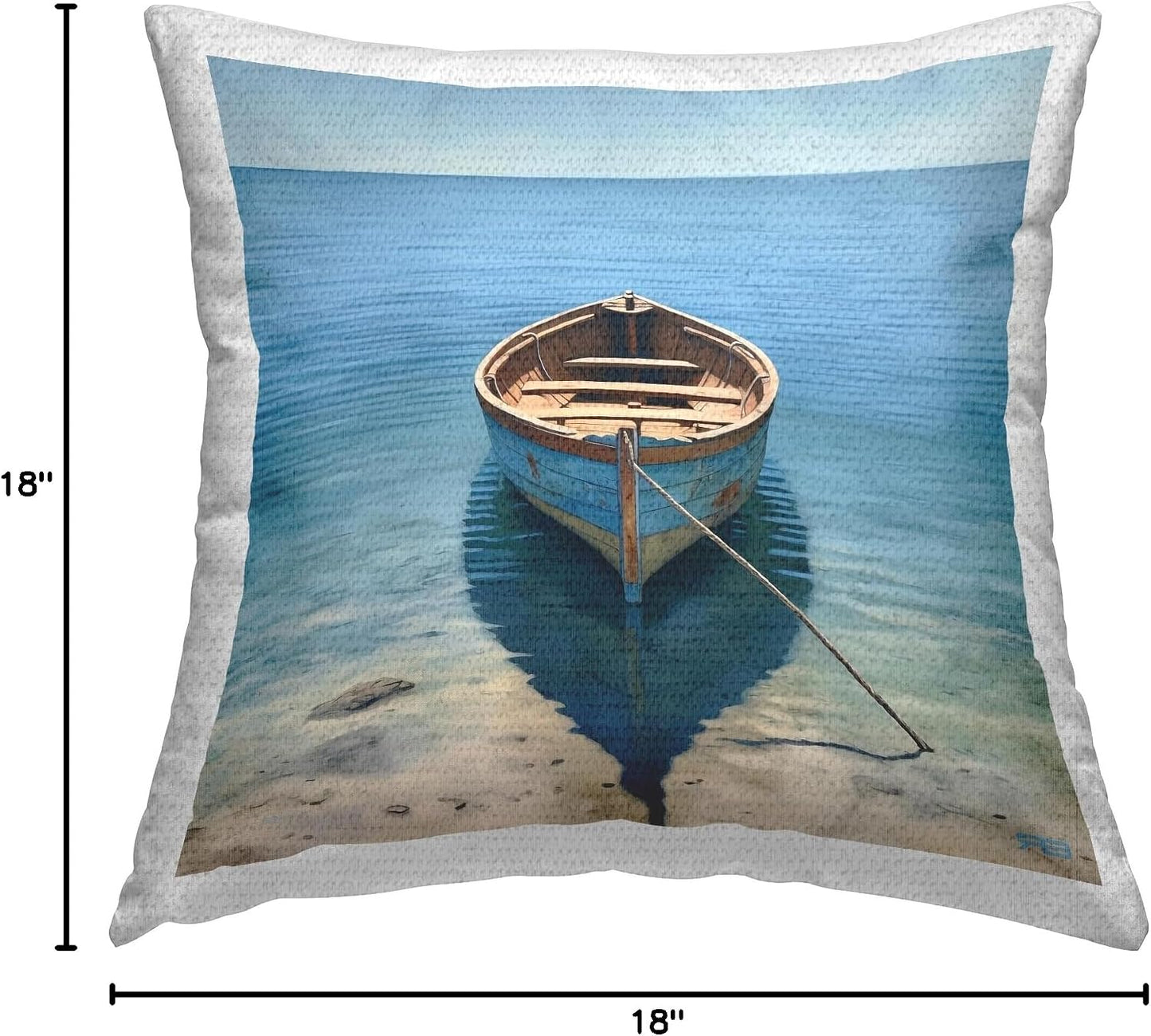 Docked Rowboat on Shore, 18 x 18