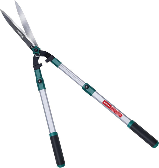 HYCHIKA Garden Hedge Shears 111CM, Telescopic Shears for Gardening, Garden Loppers, High Carbon Steel Blades for Precision Cutting, Blade Length: 214mm, Hedge Clipper for Hedges, Shrubs, and Grass