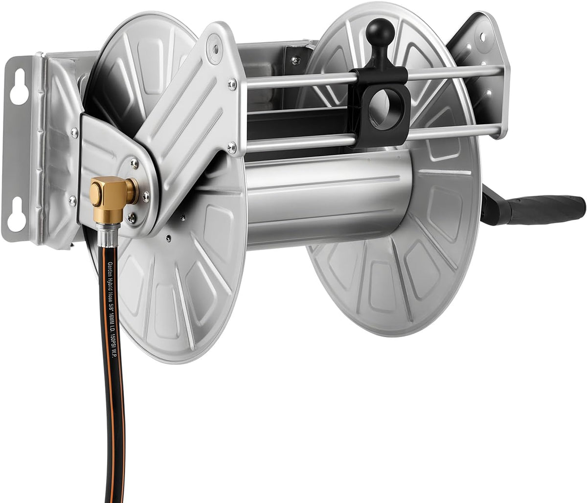 Wall Mounted Garden Hose Reel Holds 150 ft 5/8-inch Water Hose Winder