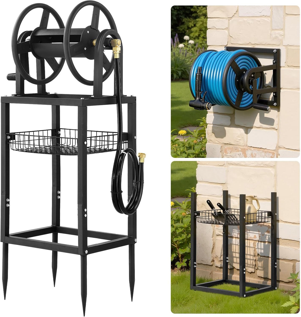 Wall Mounted Garden Hose Reel Holds 150 ft 5/8-inch Water Hose Winder