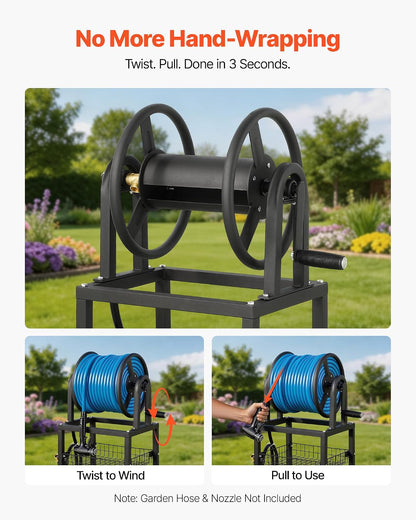 Wall Mounted Garden Hose Reel Holds 150 ft 5/8-inch Water Hose Winder