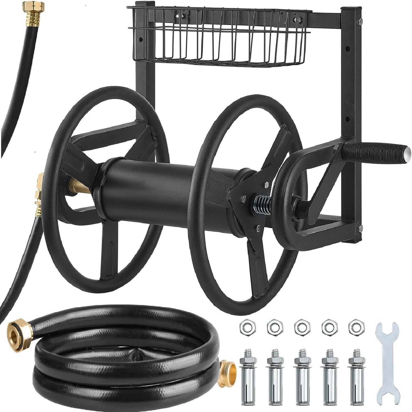 Wall Mounted Garden Hose Reel Holds 150 ft 5/8-inch Water Hose Winder