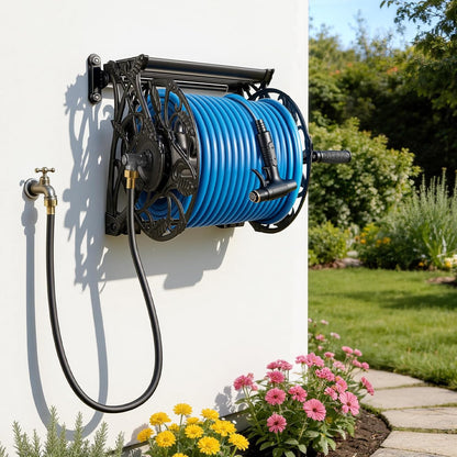 Wall Mounted Garden Hose Reel Holds 150 ft 5/8-inch Water Hose Winder