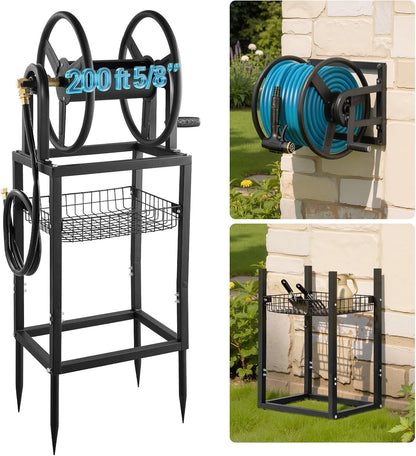 Wall Mounted Garden Hose Reel Holds 150 ft 5/8-inch Water Hose Winder
