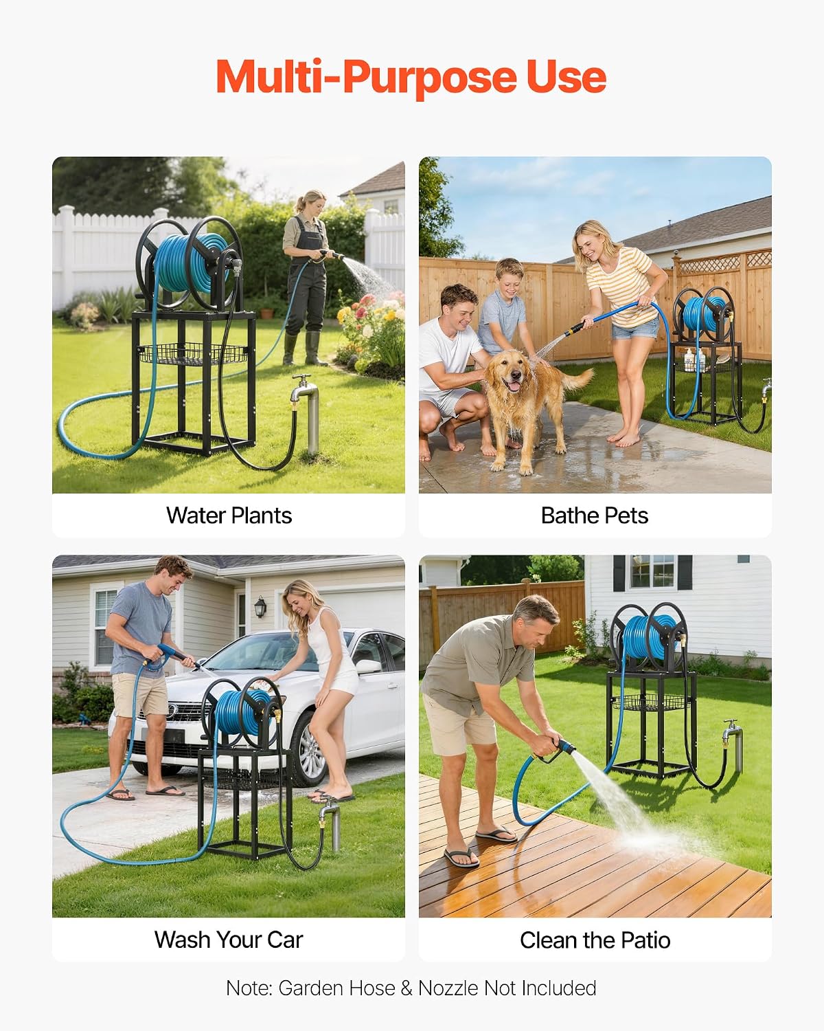Wall Mounted Garden Hose Reel Holds 150 ft 5/8-inch Water Hose Winder