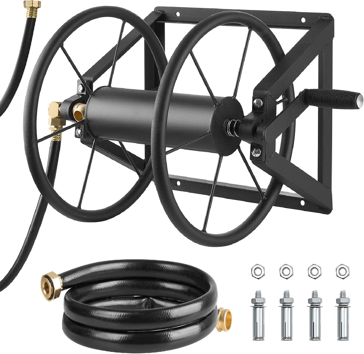 Wall Mounted Garden Hose Reel Holds 150 ft 5/8-inch Water Hose Winder
