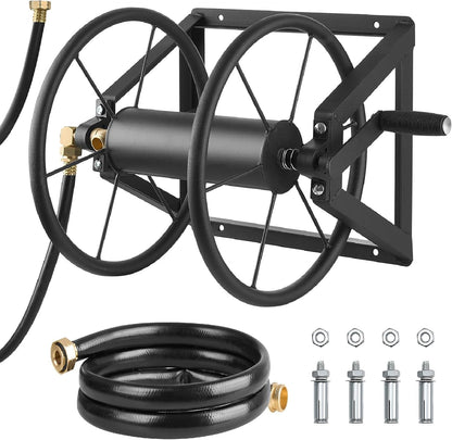 Wall Mounted Garden Hose Reel Holds 150 ft 5/8-inch Water Hose Winder