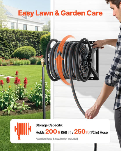 Wall Mounted Garden Hose Reel Holds 150 ft 5/8-inch Water Hose Winder