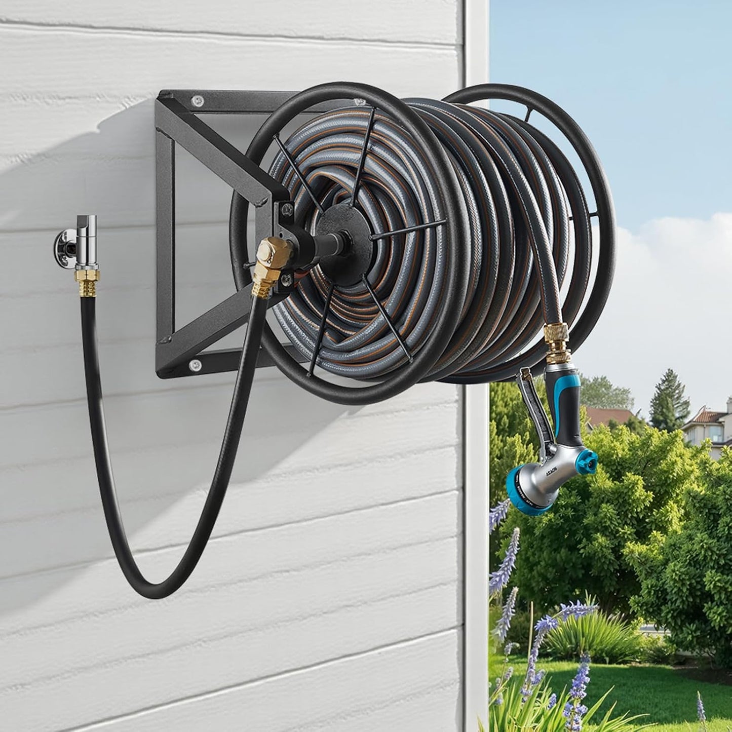 Wall Mounted Garden Hose Reel Holds 150 ft 5/8-inch Water Hose Winder