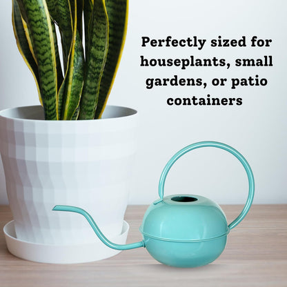 Teal Round 1.5 Liter Metal Watering Can