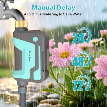 Smart WiFi Sprinkler Timer with 1666 Feet RF Gateway, Brass Inlet Water Timer for Garden Hose, App Remote Control with Alexa, Rain Delay and Manual Mode for Garden and Lawn.