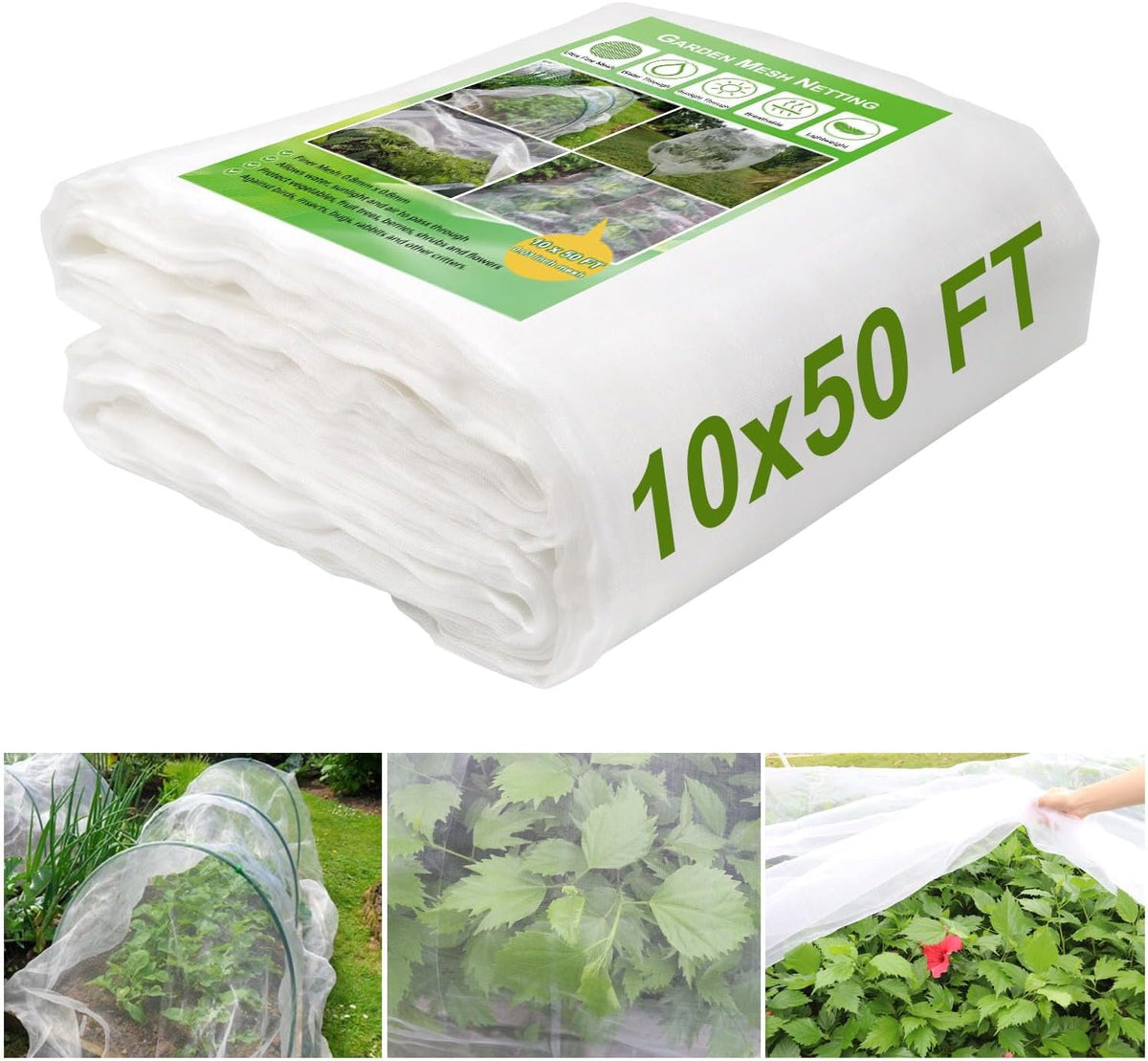 10 x 50 FT Garden Mesh Netting, Ultra Fine Mesh Plant Netting Covers