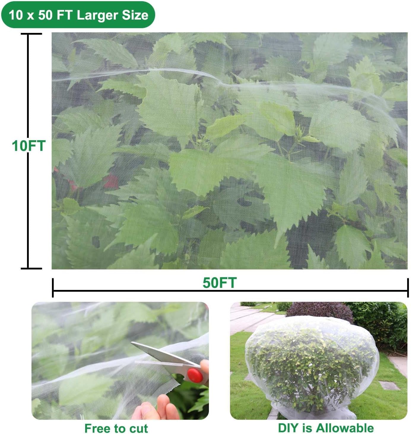 10 x 50 FT Garden Mesh Netting, Ultra Fine Mesh Plant Netting Covers
