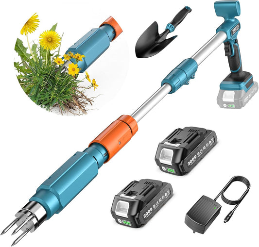 Electric Stand Up Weed Puller Tool with 2 x 2000mAh Batteries