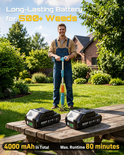 Electric Stand Up Weed Puller Tool with 2 x 2000mAh Batteries