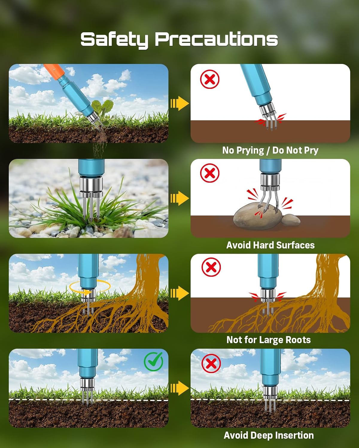 Electric Stand Up Weed Puller Tool with 2 x 2000mAh Batteries