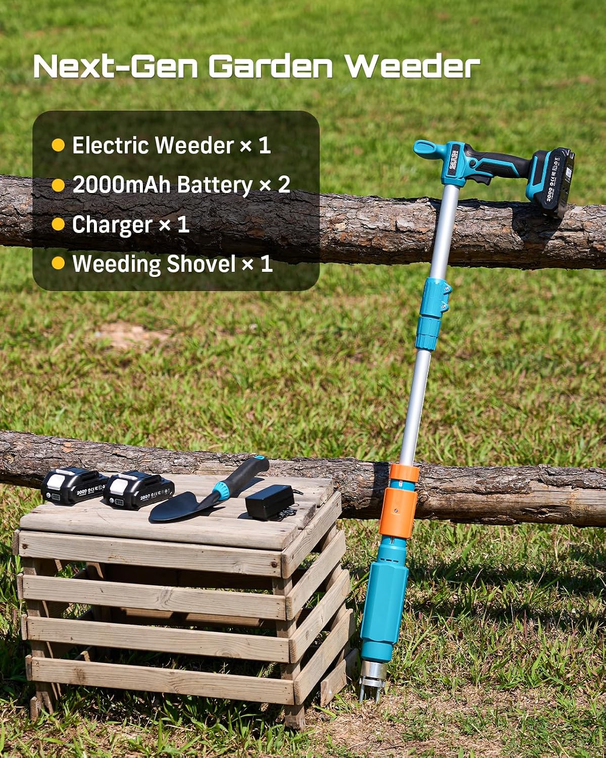 Electric Stand Up Weed Puller Tool with 2 x 2000mAh Batteries