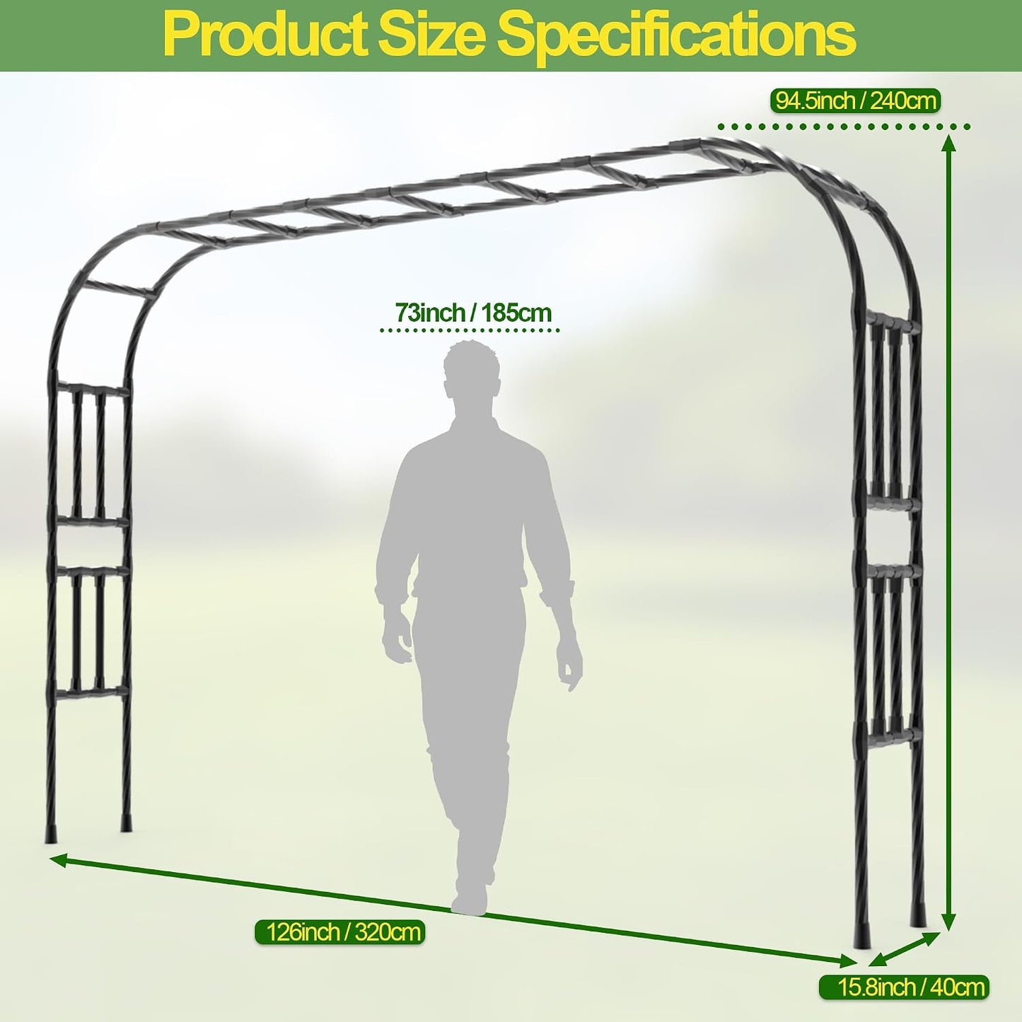 BUKLIYN Garden Arch Trellis - Garden Arch Size Length: 59in Height: 94.5in