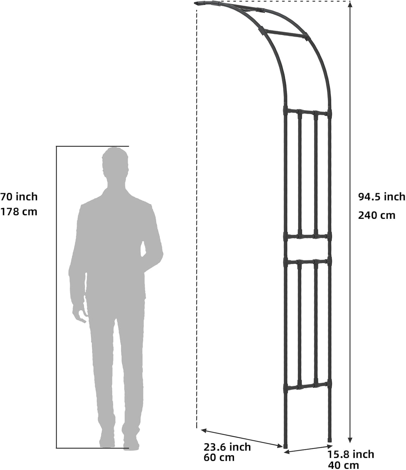 BUKLIYN Garden Arch Trellis - Garden Arch Size Length: 59in Height: 94.5in