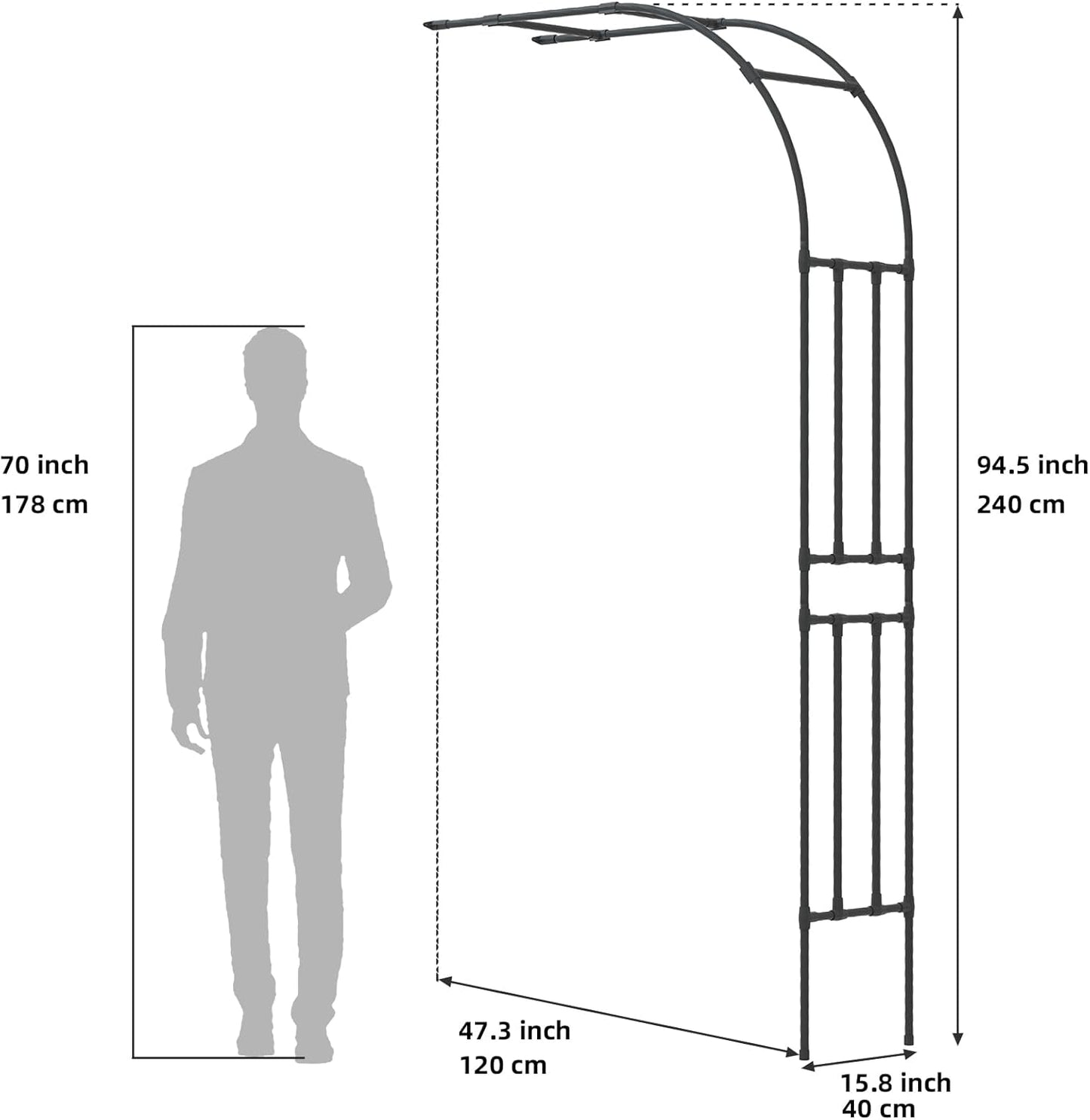 BUKLIYN Garden Arch Trellis - Garden Arch Size Length: 59in Height: 94.5in