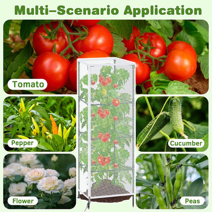 3 Pack Tomato Netting for Garden Protection, 59x18x18 inches Ultra-Fine Mesh Plant Netting Cover for Square Tomato Cage, Bird,Pest & Small Animal Barrier with Zipper & Drawstring