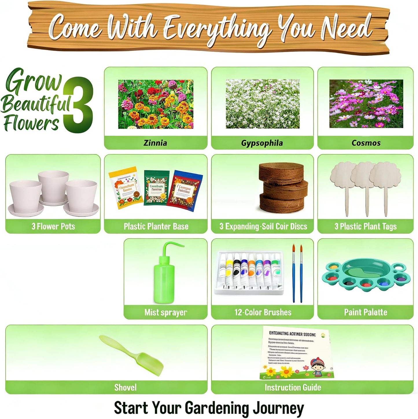 Kidz Gardening Set -Real Metal Gardening Tools Kit for Childrenz Includes Sturdy Shovel,Rake,Fork,Trowel,Kidz Garden Kit with Sun Hat,Apron,Gloves,Tote Bag,Sprayer and Bucket,Outdoor Gardening Gifts