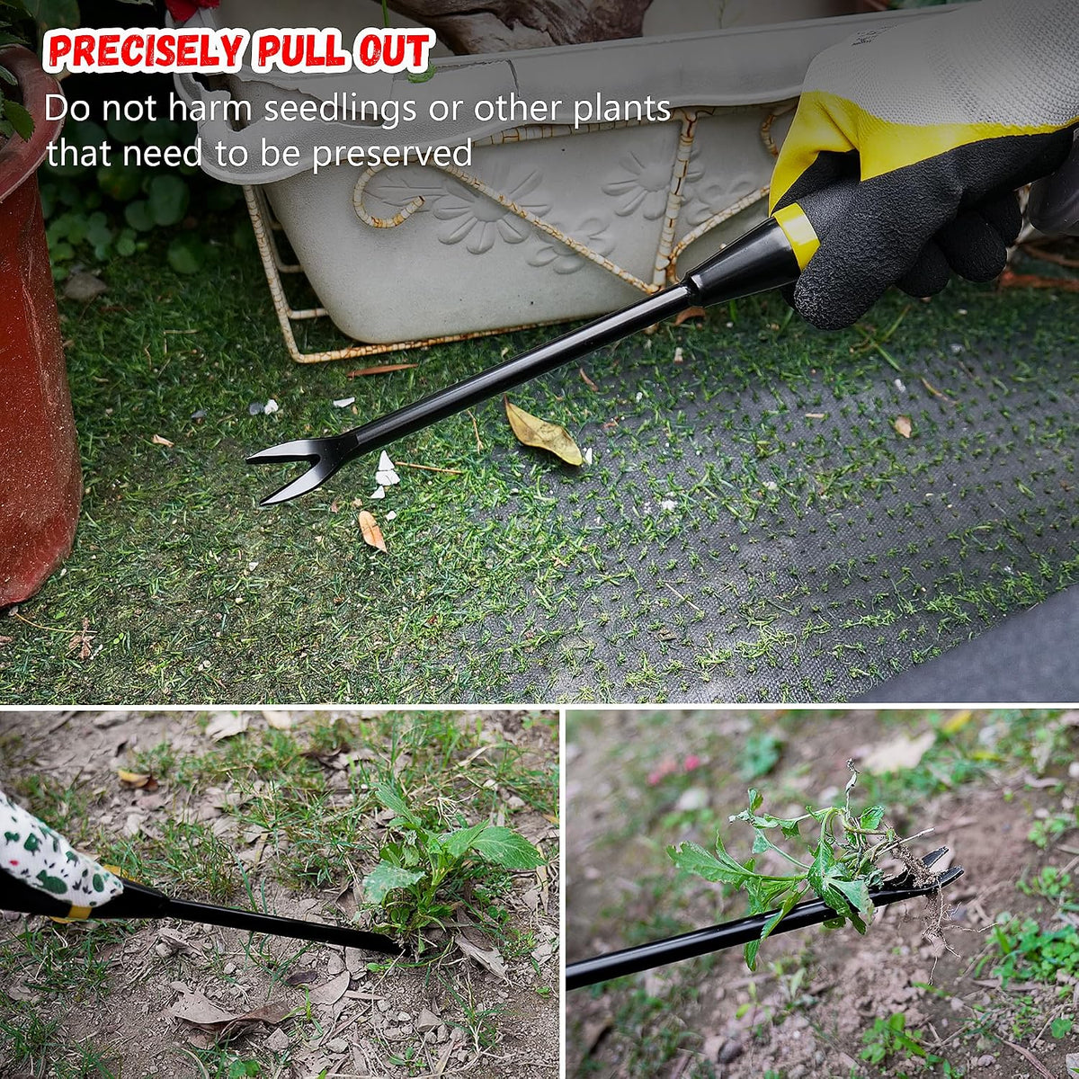 Weeding Tool - Heavy Duty Stainless Steel Weed Remover Tool for Precise Root Weed Removal, Efficient Weed Puller Tool for Garden and Lawn Care