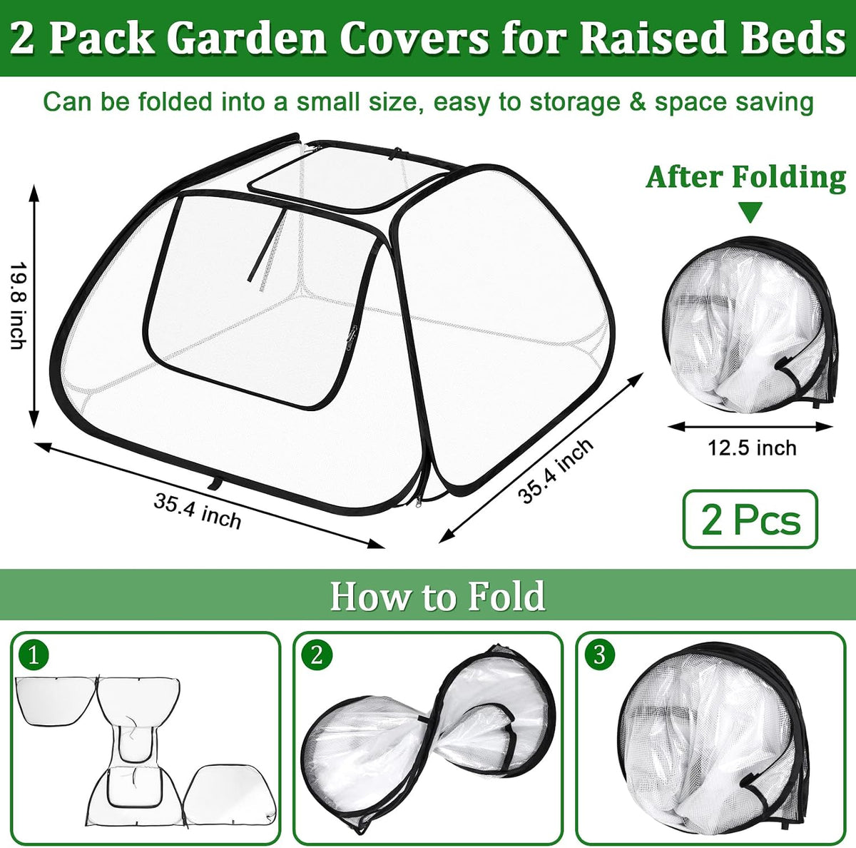 2 Pack Garden Covers for 6x3ft Raised Beds