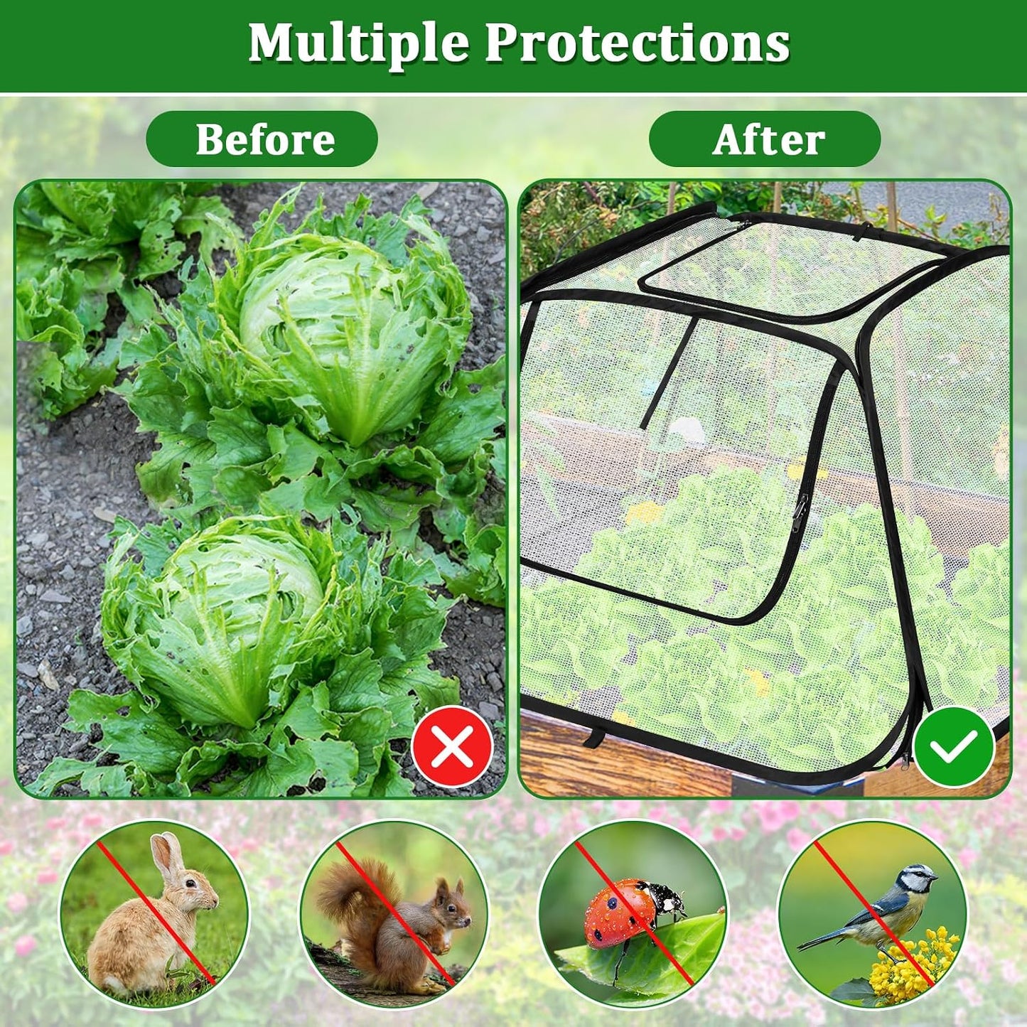 2 Pack Garden Covers for 6x3ft Raised Beds
