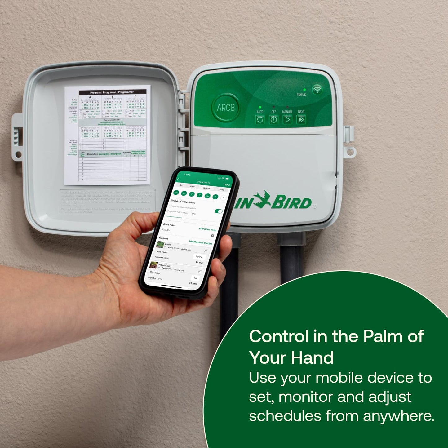 ARC6 Irrigation Controller, Smart WiFi, Indoor, 6-Station