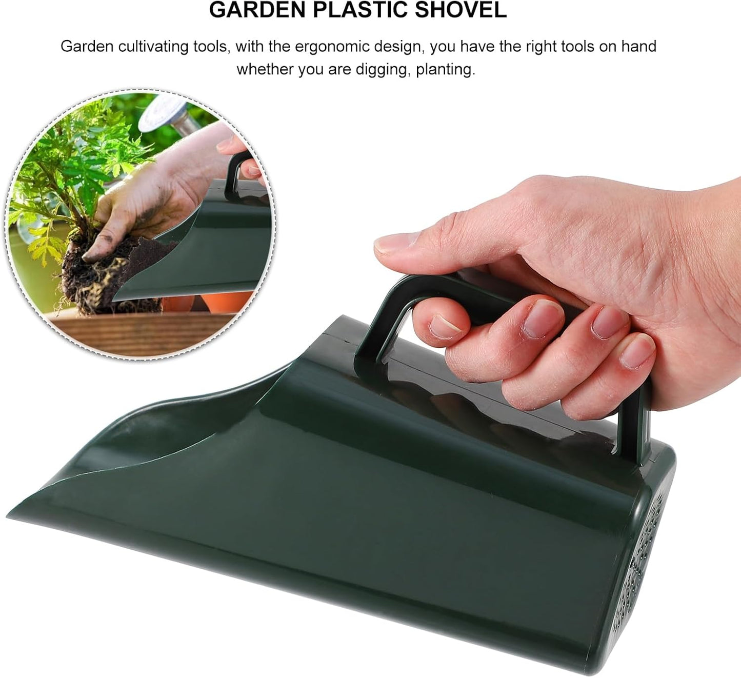 Garden Soil Scoop Plastic Bucket Shovel 8.54 Inch for Planting Succulents Soil Sifting and Transplanting Tool