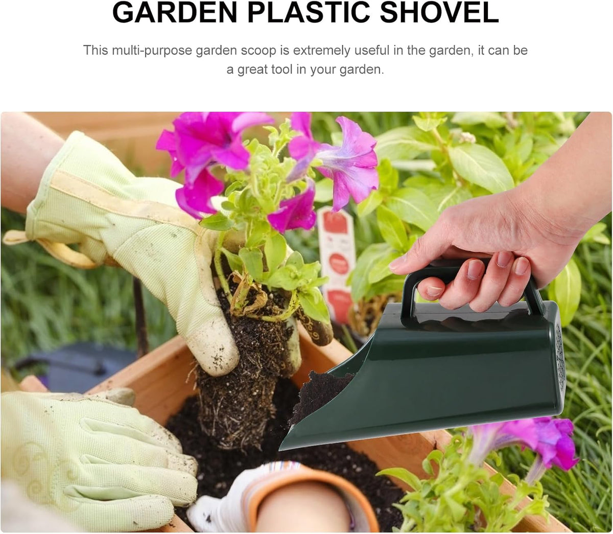 Garden Soil Scoop Plastic Bucket Shovel 8.54 Inch for Planting Succulents Soil Sifting and Transplanting Tool