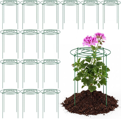 15 Pack Hydrangea Dahlia Peony Cages and Supports Grow Through Metal Plant Supports Frame Rings Hoops for Outdoor Hydrangea Dahlia Plants Tomato(Green,12 x16 Inch)