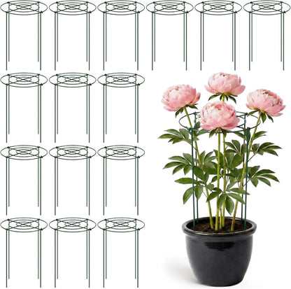 15 Pack Hydrangea Dahlia Peony Cages and Supports Grow Through Metal Plant Supports Frame Rings Hoops for Outdoor Hydrangea Dahlia Plants Tomato(Green,12 x16 Inch)