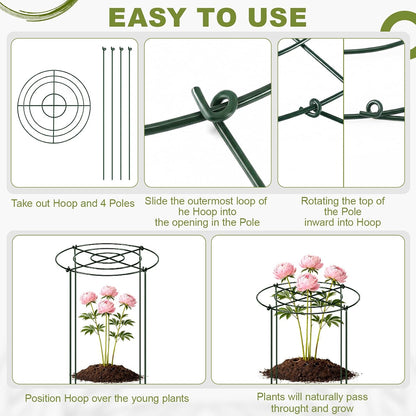 15 Pack Hydrangea Dahlia Peony Cages and Supports Grow Through Metal Plant Supports Frame Rings Hoops for Outdoor Hydrangea Dahlia Plants Tomato(Green,12 x16 Inch)
