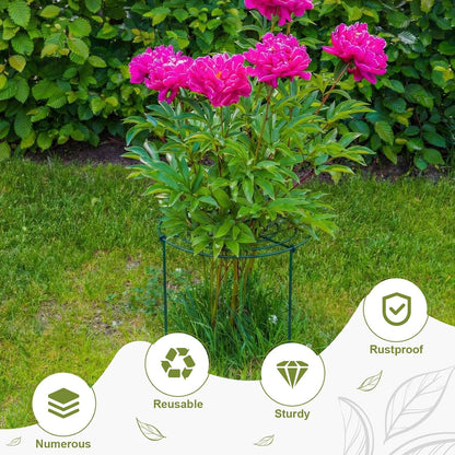 15 Pack Hydrangea Dahlia Peony Cages and Supports Grow Through Metal Plant Supports Frame Rings Hoops for Outdoor Hydrangea Dahlia Plants Tomato(Green,12 x16 Inch)
