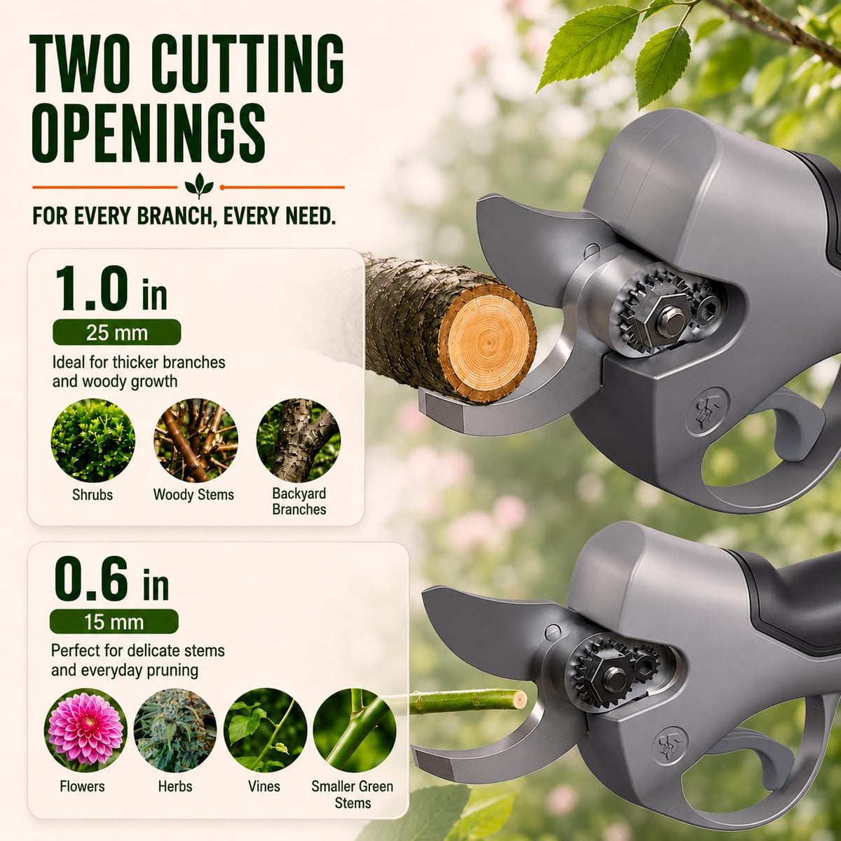 Lightweight Electric Pruning Shears for Tired Hands, Cordless Pruner for Women, Seniors & Smaller Hands, 4200mAh Battery (Dark Grey)