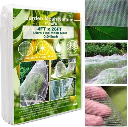 Garden Netting, Plant Covers 10x33Ft Net Ultra Fine Mesh Protection Netting for Vegetable Plants Fruits Flowers Crops Greenhouse Row Cover Raised Bed Barrier Screen Protection Net Cover (10x33ft)