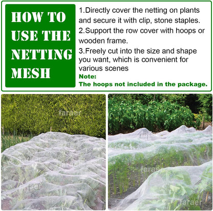 Garden Netting, Plant Covers 10x33Ft Net Ultra Fine Mesh Protection Netting for Vegetable Plants Fruits Flowers Crops Greenhouse Row Cover Raised Bed Barrier Screen Protection Net Cover (10x33ft)