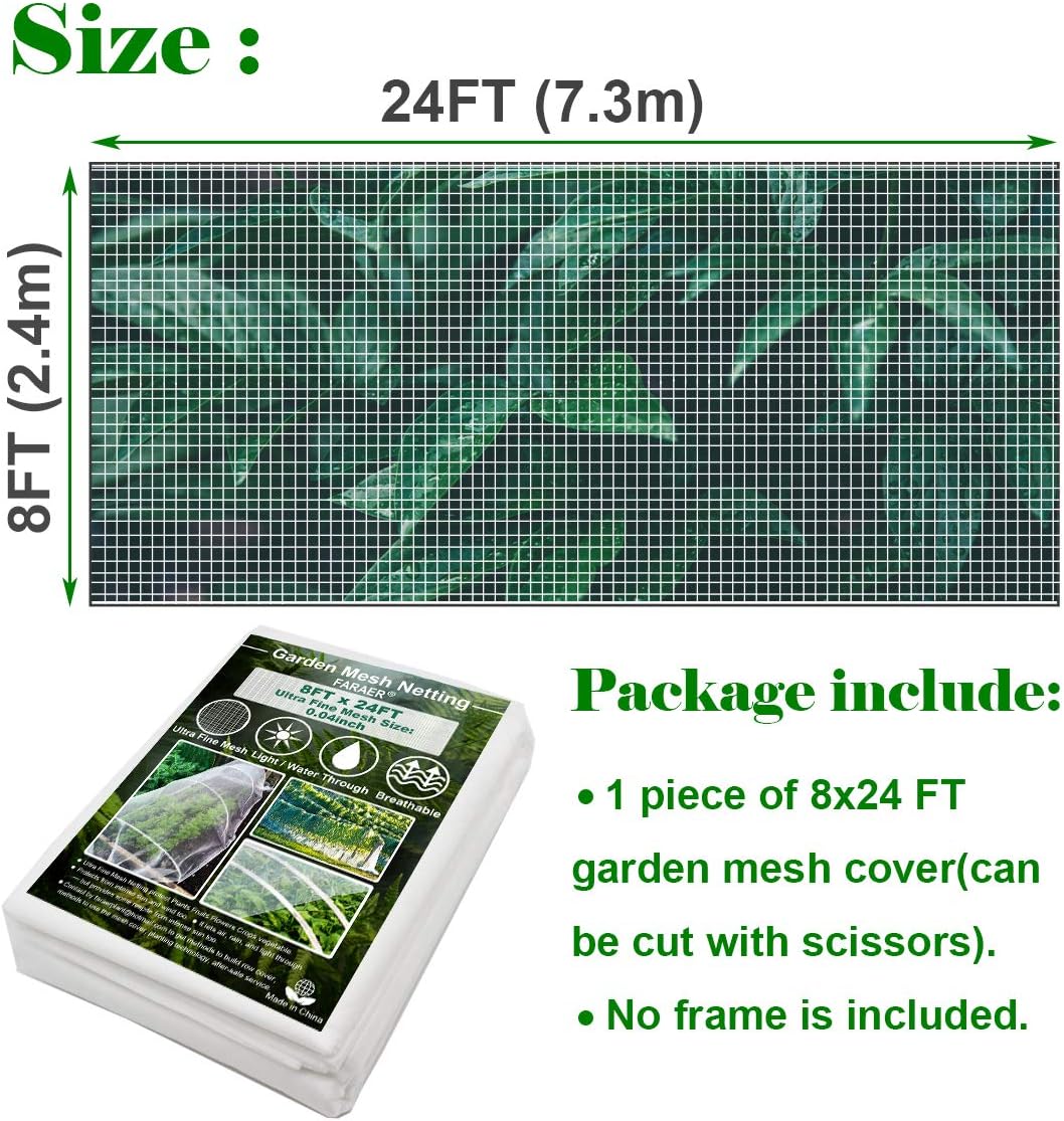 Garden Netting, Plant Covers 10x33Ft Net Ultra Fine Mesh Protection Netting for Vegetable Plants Fruits Flowers Crops Greenhouse Row Cover Raised Bed Barrier Screen Protection Net Cover (10x33ft)