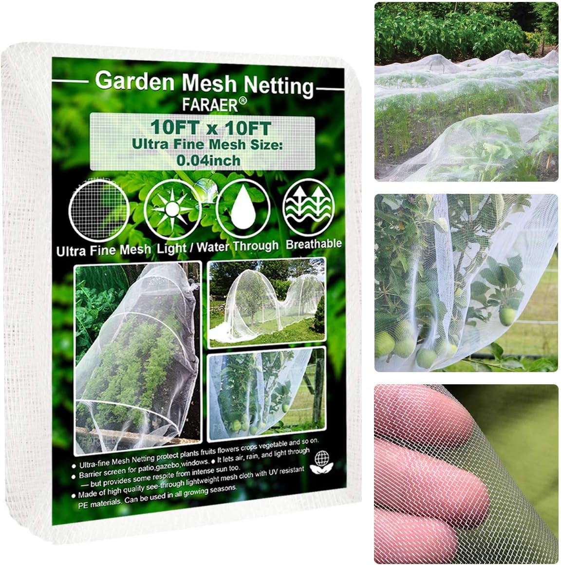 Garden Netting, Plant Covers 10x33Ft Net Ultra Fine Mesh Protection Netting for Vegetable Plants Fruits Flowers Crops Greenhouse Row Cover Raised Bed Barrier Screen Protection Net Cover (10x33ft)