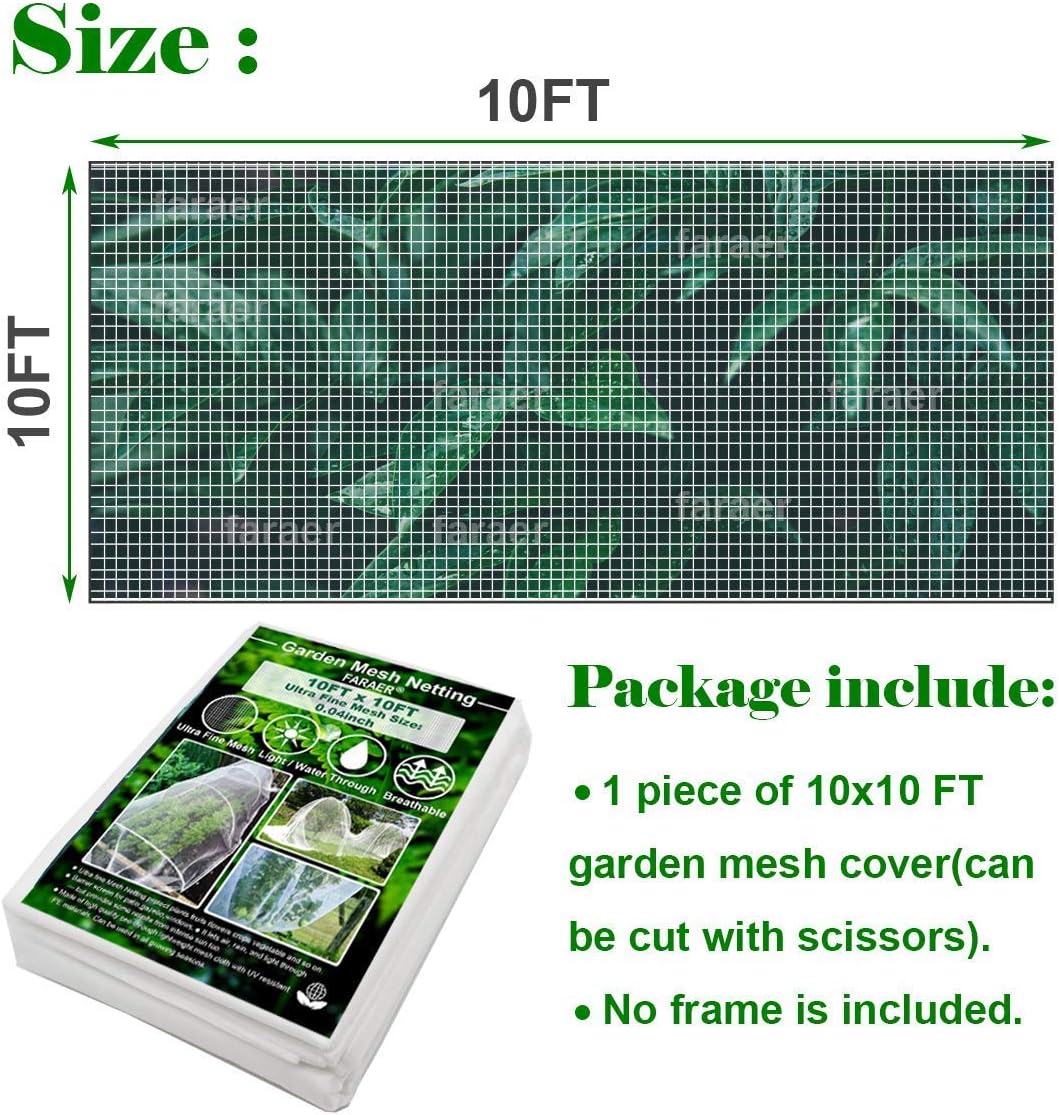 Garden Netting, Plant Covers 10x33Ft Net Ultra Fine Mesh Protection Netting for Vegetable Plants Fruits Flowers Crops Greenhouse Row Cover Raised Bed Barrier Screen Protection Net Cover (10x33ft)