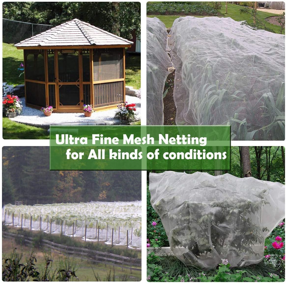 Garden Netting, Plant Covers 10x33Ft Net Ultra Fine Mesh Protection Netting for Vegetable Plants Fruits Flowers Crops Greenhouse Row Cover Raised Bed Barrier Screen Protection Net Cover (10x33ft)