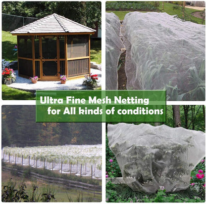 Garden Netting, Plant Covers 10x33Ft Net Ultra Fine Mesh Protection Netting for Vegetable Plants Fruits Flowers Crops Greenhouse Row Cover Raised Bed Barrier Screen Protection Net Cover (10x33ft)