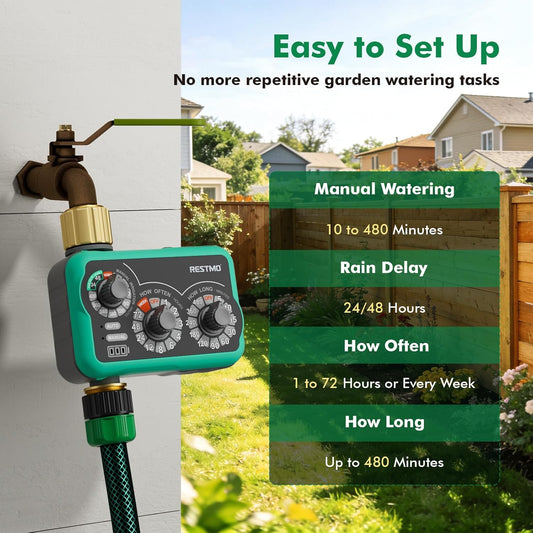 3-Dial Analog Sprinkler Timer, Mechnical Water Timer for Outdoor
