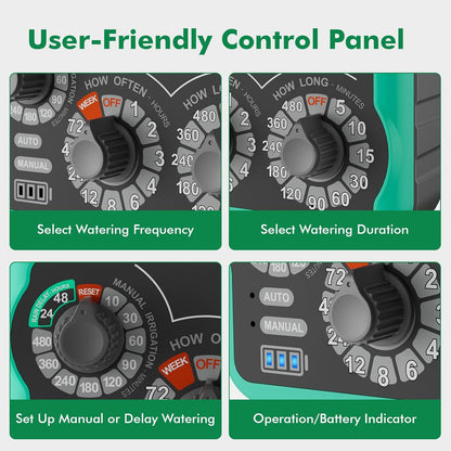 3-Dial Analog Sprinkler Timer, Mechnical Water Timer for Outdoor