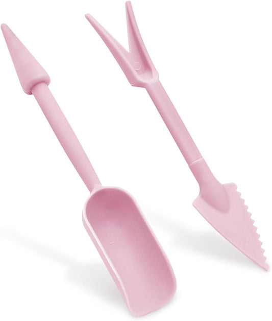 Transplanting Tool Set, 2Pc Small Plastic Sowing Digging Tools Kit Seedling Extractor, Mini Garden Seedling Tools for Home Planting Succulents Indoor Outdoor Widger Digging 2 Color (Pink)