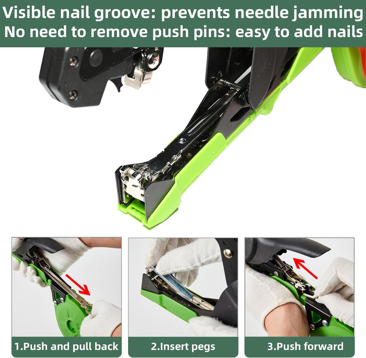 Plant Tying Machine, Lightweight Plant Tying Tape Tool to Tie Up Vine Quickly, Tie Tapener Gun with Tapes and Staples Green